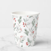 Mistletoe and Holly Berries Pattern Pappbecher (Vorderseite)