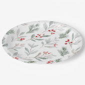 Mistletoe and Holly Berries Pattern Pappteller (Schrägansicht)