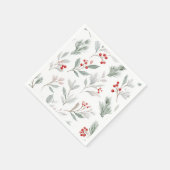 Mistletoe and Holly Berries Pattern Serviette (Ecke)