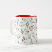 Mistletoe and Holly Berries Pattern Zweifarbige Tasse (Vorderseite Links)