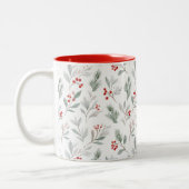 Mistletoe and Holly Berries Pattern Zweifarbige Tasse (Links)