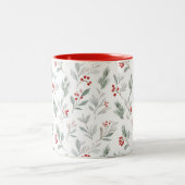 Mistletoe and Holly Berries Pattern Zweifarbige Tasse (Mittel)