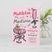 Mistletoe and Martinis Weihnachtsfeier Einladung (Stehend Vorderseite)