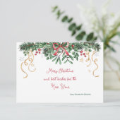 Mistletoe and Pine Christmas Card Einladung (Stehend Vorderseite)