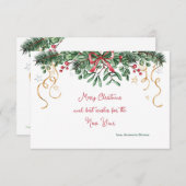 Mistletoe and Pine Christmas Card Einladung (Vorne/Hinten)