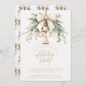 Mistletoe Bells Rustic Holiday Party Einladung (Vorne/Hinten)