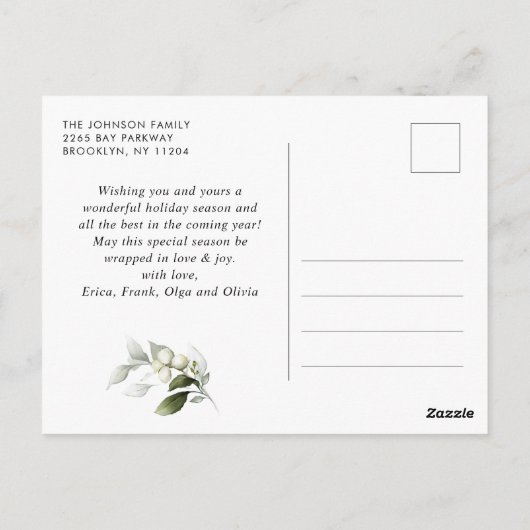 Mistletoe Berry Branch Rustikaler Weihnachtsfeiert Postkarte (Rückseite)