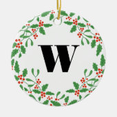 Mistletoe Berry Wreath Monogram Ornament (Vorne)