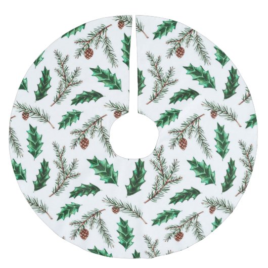 Mistletoe Blätter Kiefernzweige Polyester Weihnachtsbaumdecke (Vorderseite)