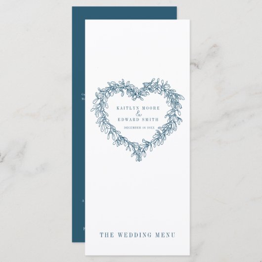 Mistletoe Blau Menükarte (Vorne/Hinten)