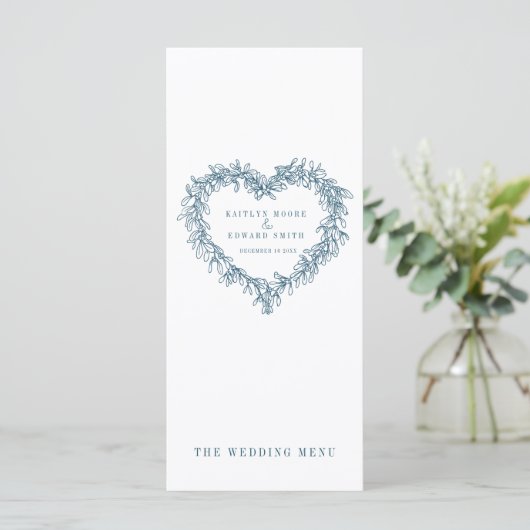 Mistletoe Blau Menükarte (Stehend Vorderseite)