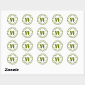 Mistletoe Bough Wreath Monogram-Geschenkaufkleber Runder Aufkleber (Blatt)