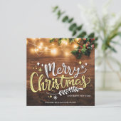 Mistletoe Branch Wood Christmas Corporate Gruß Karte (Stehend Vorderseite)