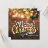 Mistletoe Branch Wood Christmas Corporate Gruß Karte (Vorderseite/Rückseite Beispiel)
