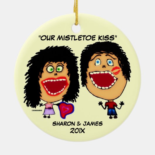 Mistletoe Cartoon Keramikornament (Hinten)