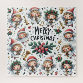 Mistletoe Christmas Angelic Carolers mit Trompeten Puzzle