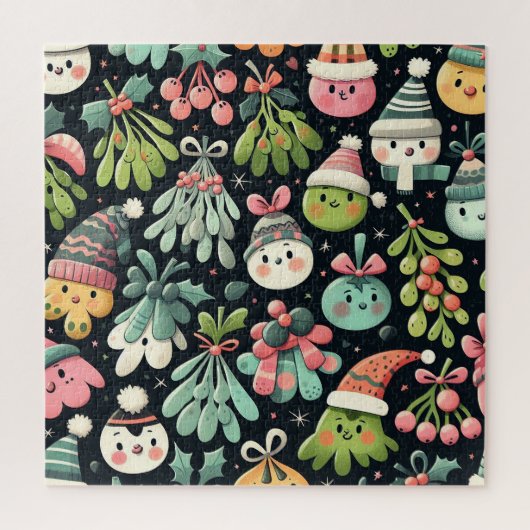 Mistletoe Christmas Carolers Komposition Puzzle (Vertikal)