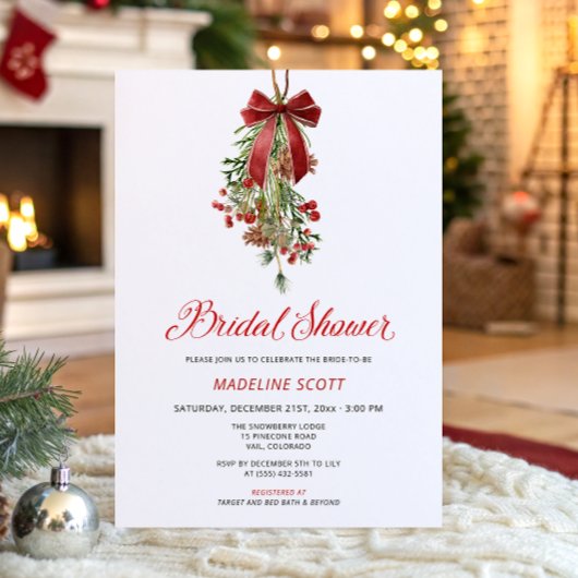 Mistletoe Christmas Winter Bridal Shower Einladung