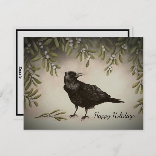 Mistletoe Crow Feiertagskarte (Vorne/Hinten)