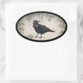 Mistletoe Crow Ovaler Aufkleber (Tasche)