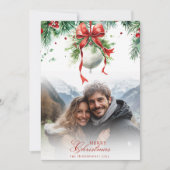 Mistletoe Custom Foto & Name Christmas Card Einladung (Vorderseite)