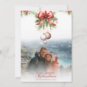 Mistletoe Custom Foto & Name Christmas Card Einladung (Vorderseite)