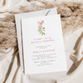 Mistletoe Dusty Rose Bow Brautparty Einladung