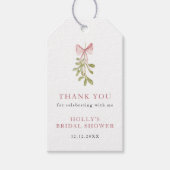 Mistletoe Dusty Rose Bow Brautparty Geschenkanhänger (Vorderseite)