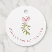 Mistletoe Dusty Rose Bow Brautparty Geschenkanhänger (Vorderseite)