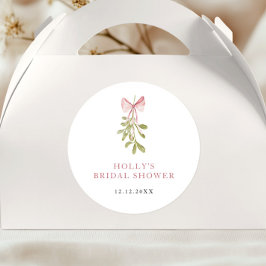 Mistletoe Dusty Rose Bow Brautparty Runder Aufkleber
