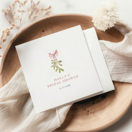 Mistletoe Dusty Rose Bow Brautparty Serviette