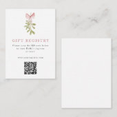 Mistletoe Dusty Rose Bow QR Code Begleitkarte (Vorne/Hinten)
