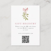 Mistletoe Dusty Rose Bow QR Code Begleitkarte (Vorderseite)