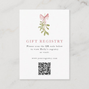 Mistletoe Dusty Rose Bow QR Code Begleitkarte