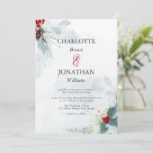 Mistletoe Elegante Watercolor Winter Wedding Invit Einladung (Stehend Vorderseite)