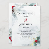 Mistletoe Elegante Watercolor Winter Wedding Invit Einladung (Vorne/Hinten)