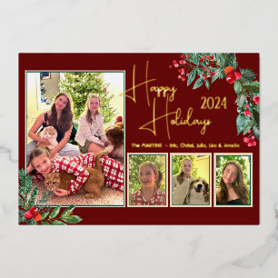 Mistletoe Evergreen Foto Happy Holiday Card Foil Folien Feiertagskarte