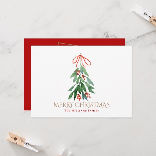 Mistletoe Familie Gerahmtes Foto Weihnachten (Vorderseite/Rückseite Beispiel)