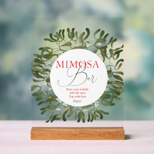 Mistletoe Frame Script Brautparty Mimosa Bar Acrylschild (Neutral)