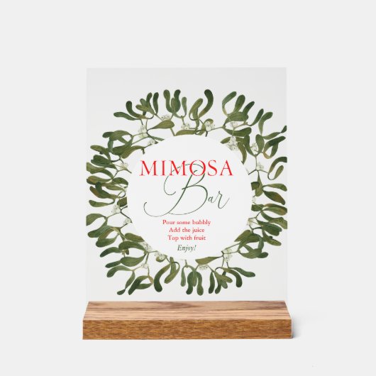 Mistletoe Frame Script Brautparty Mimosa Bar Acrylschild (Vorderseite)