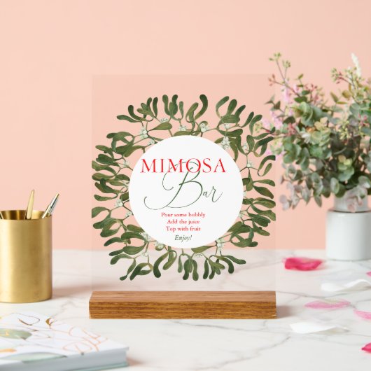 Mistletoe Frame Script Brautparty Mimosa Bar Acrylschild (Hochzeit)