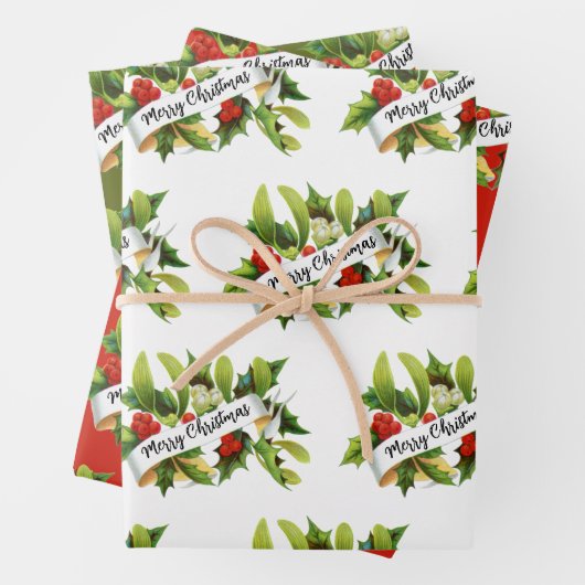 Mistletoe Frohe Weihnachtswrapping Paper Sheets Geschenkpapier Set (Beispiel)