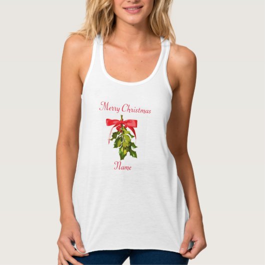 Mistletoe fröhliche Weihnachtsetappe Tank Top (Vorderseite)