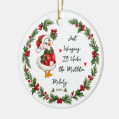 Mistletoe-Gans-Ornament 'Winging It' Keramik Ornament (Links)