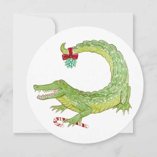Mistletoe Gator Einladung zu Weihnachten (Vorderseite)