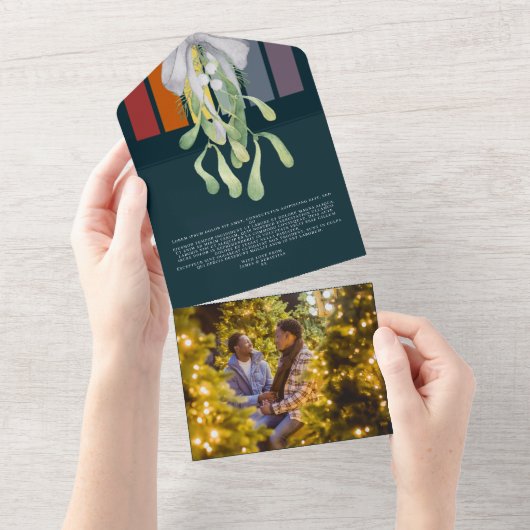 Mistletoe Gay Rainbow Elegante Weihnachtskarte All In One Einladung (Abreißen)