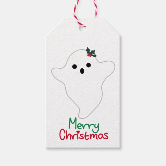 Mistletoe Ghost Merry Christmas Geschenkanhänger (Vorderseite)