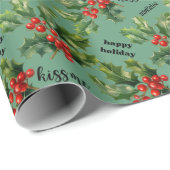 Mistletoe/glücklicher Urlaub/Kuss Geschenkpapier (Rolleneckpunkt)