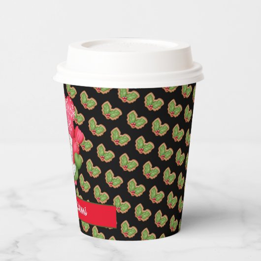 Mistletoe Gnome passen Farbe und Text an Pappbecher (Links)