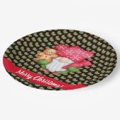 Mistletoe Gnome passen Farbe und Text an Pappteller (Schrägansicht)